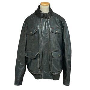 Levi's Faux Leather Distressed Aviator Jacket Pockets Vent Brown Size X Large XL